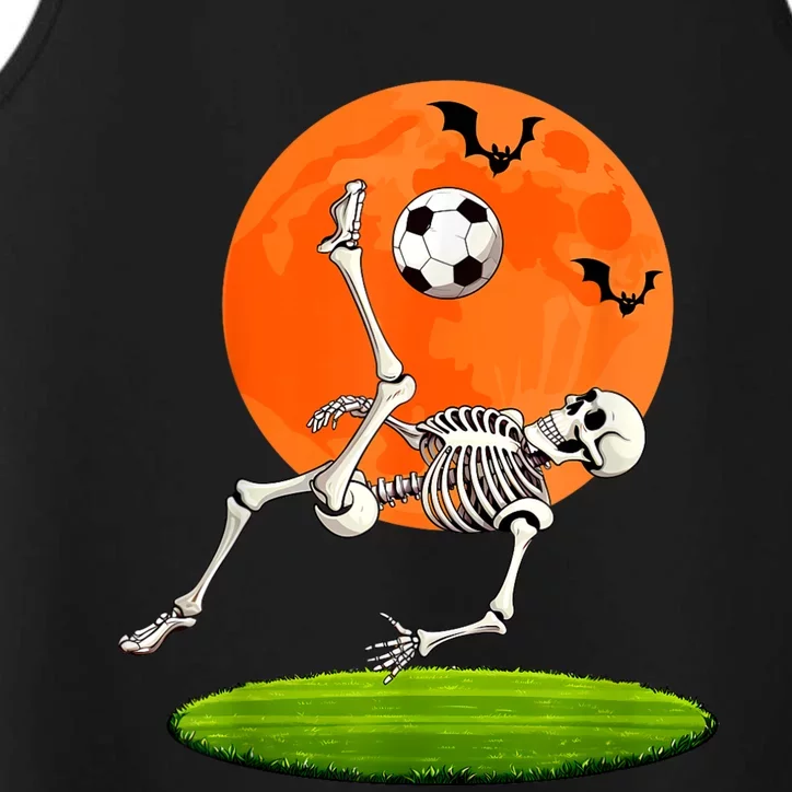 Soccer Skeleton Overhead Kick Soccer Player Halloween Moon Performance Tank