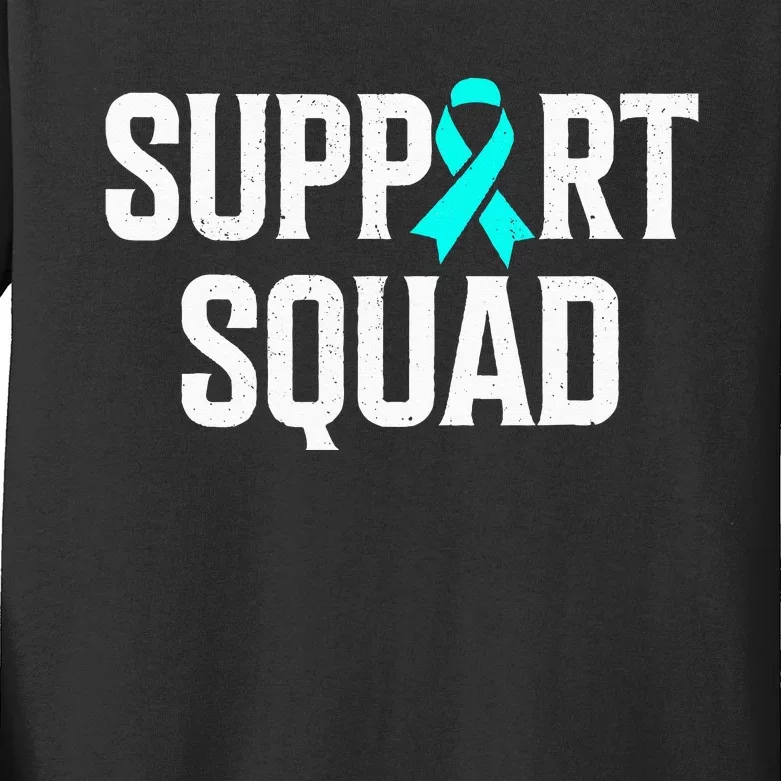 Support Squad Ovarian Cancer Raise Ovarian Cancer Awareness Kids Long Sleeve Shirt