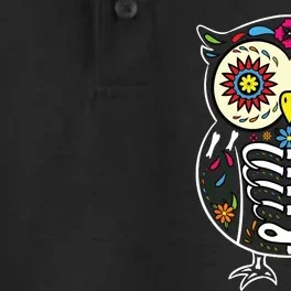 Sugar Skull Owl Dia De Los Muertos Halloween Dry Zone Grid Performance Polo