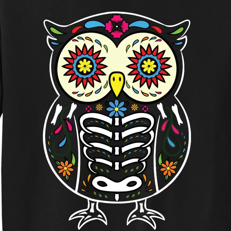 Sugar Skull Owl Dia De Los Muertos Halloween Tall Sweatshirt