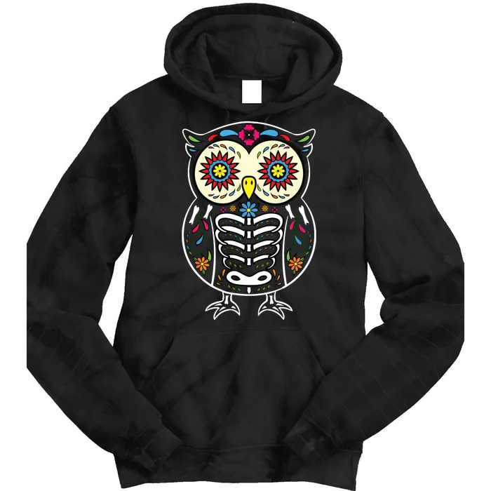 Sugar Skull Owl Dia De Los Muertos Halloween Tie Dye Hoodie