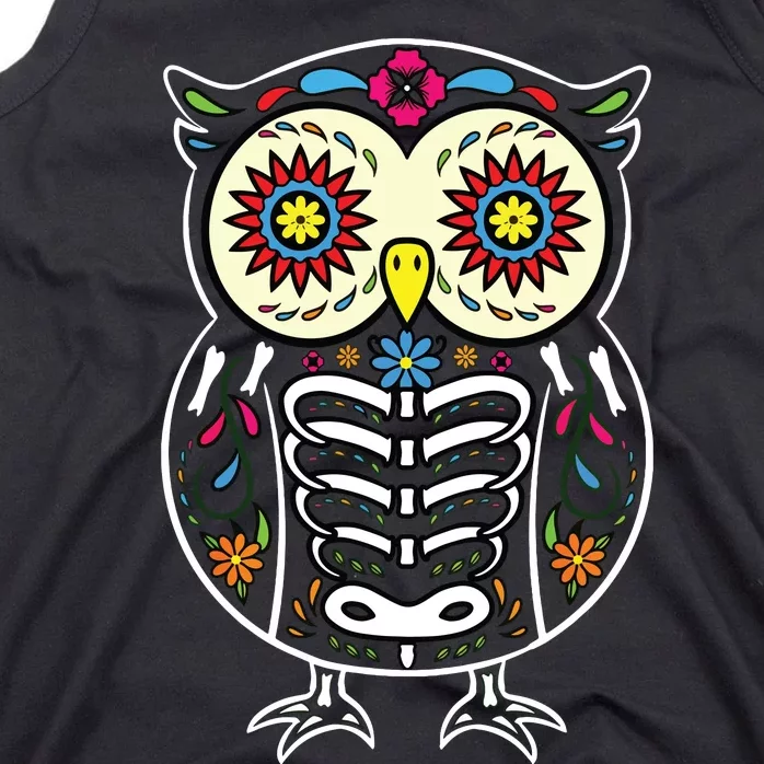 Sugar Skull Owl Dia De Los Muertos Halloween Tank Top