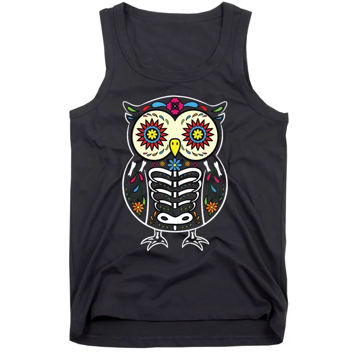 Sugar Skull Owl Dia De Los Muertos Halloween Tank Top