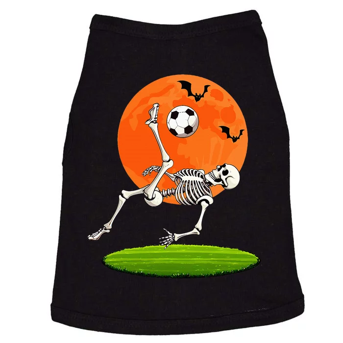 Soccer Skeleton Overhead Kick Soccer Player Halloween Moon Doggie Tank