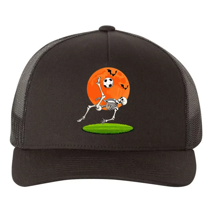 Soccer Skeleton Overhead Kick Soccer Player Halloween Moon Yupoong Adult 5-Panel Trucker Hat