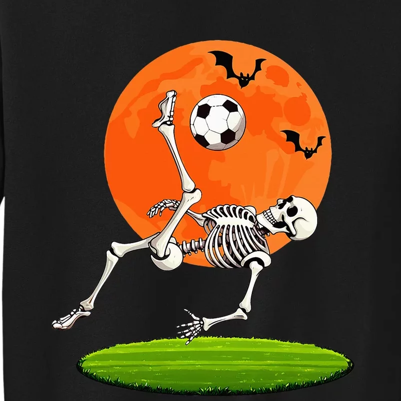 Soccer Skeleton Overhead Kick Soccer Player Halloween Moon Sweatshirt