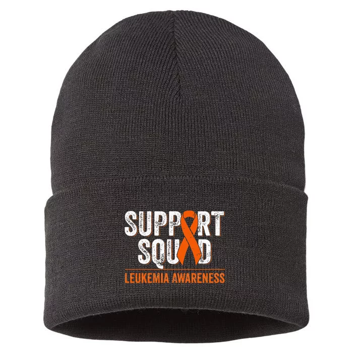 Support Squad Orange Ribbon Leukemia Blood Cancer Awareness Sustainable Knit Beanie