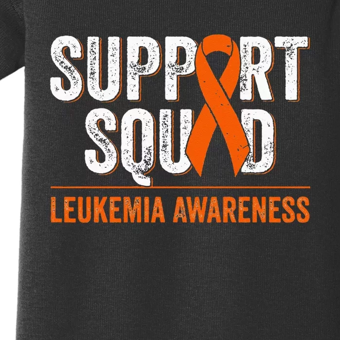 Support Squad Orange Ribbon Leukemia Blood Cancer Awareness Baby Bodysuit