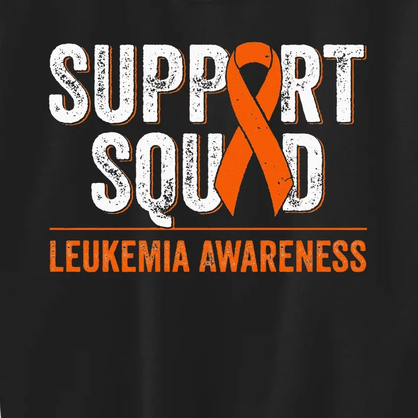 Support Squad Orange Ribbon Leukemia Blood Cancer Awareness Kids Sweatshirt