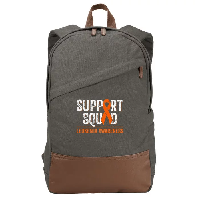 Support Squad Orange Ribbon Leukemia Blood Cancer Awareness Cotton Canvas Backpack