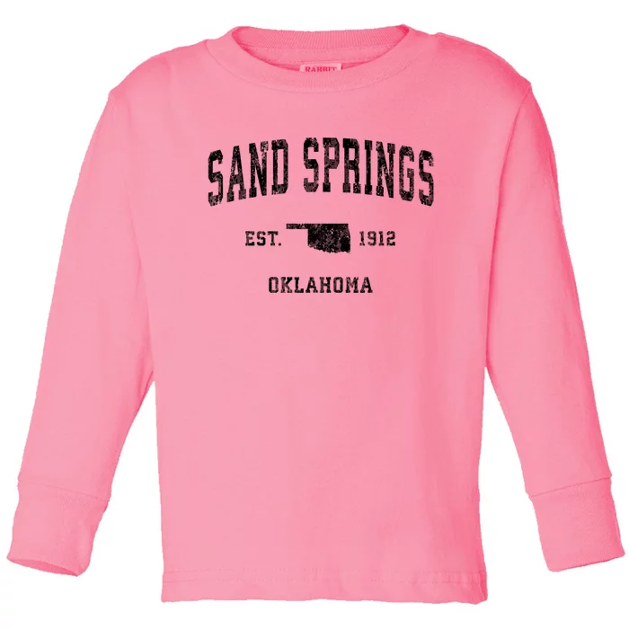 Sand Springs Oklahoma Ok Vintage Athletic Sports Toddler Long Sleeve Shirt