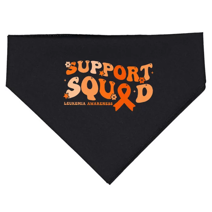 Support Squad Orange Ribbon Leukemia Blood Cancer Awareness USA-Made Doggie Bandana