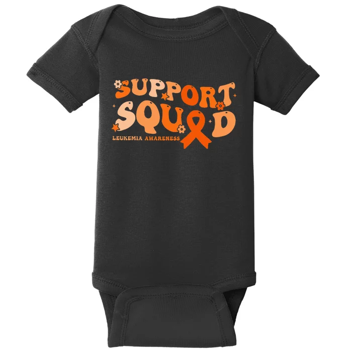 Support Squad Orange Ribbon Leukemia Blood Cancer Awareness Baby Bodysuit