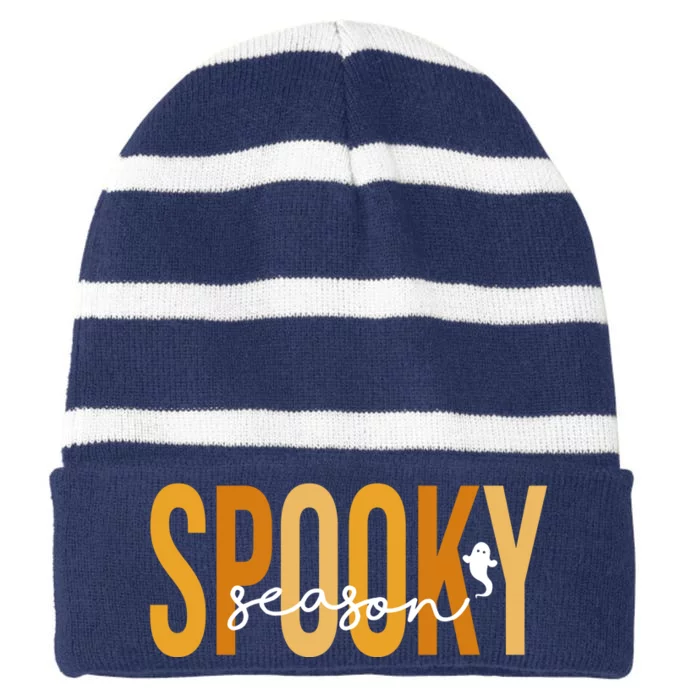 Spooky Season October Festive Halloween Striped Beanie with Solid Band