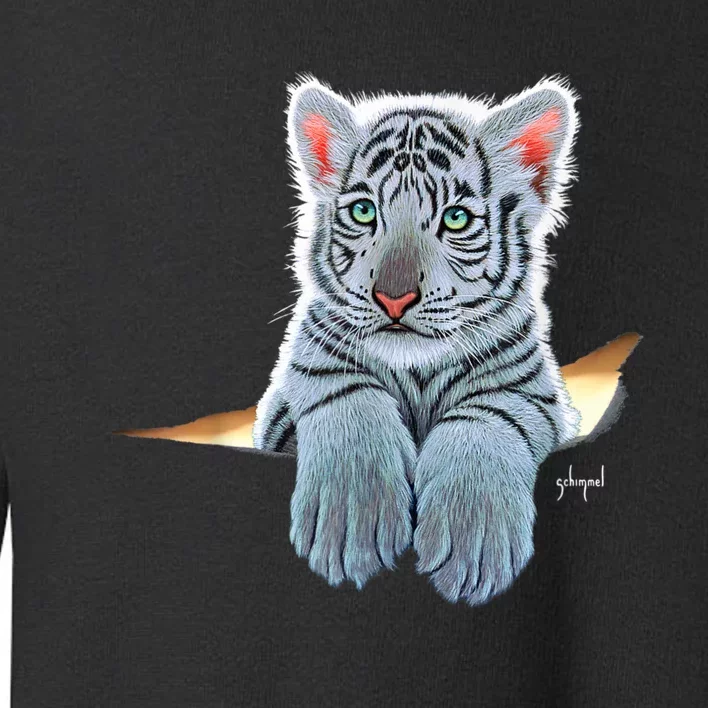 Schim Schimmel Original Artwork, White Tiger Cub Toddler Sweatshirt