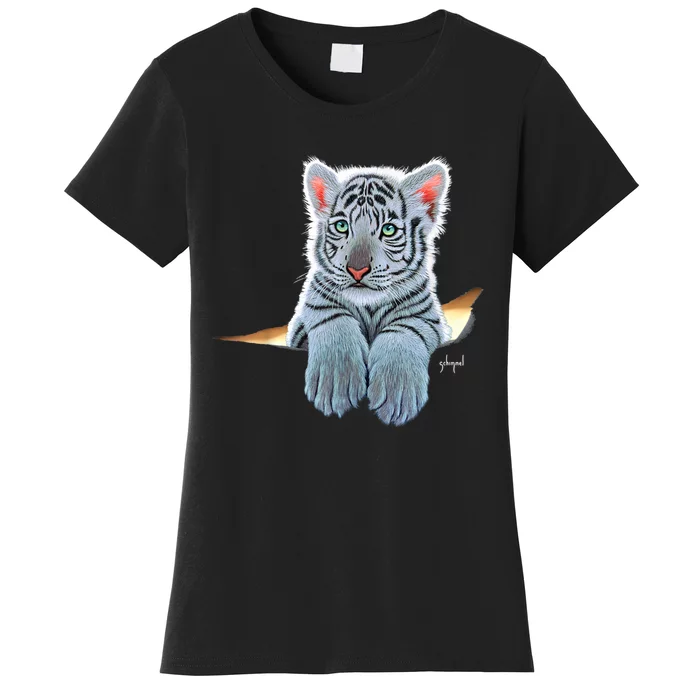 Schim Schimmel Original Artwork, White Tiger Cub Women's T-Shirt