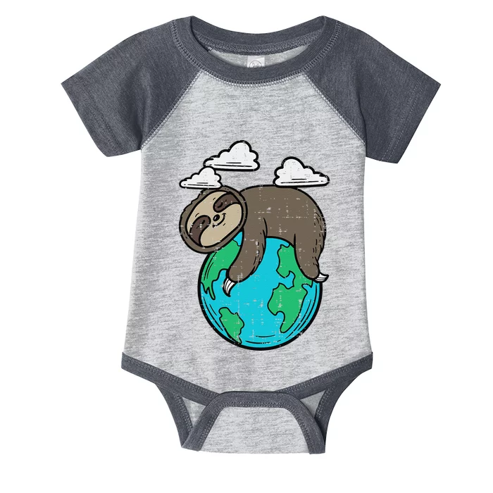 Sloth Sleeping On Earth Day Climate Change Women Infant Baby Jersey Bodysuit