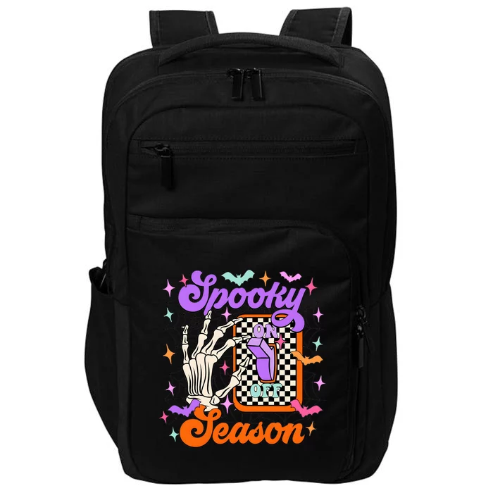 Spooky Season On Skeleton Hand Halloween Pumpkin Impact Tech Backpack