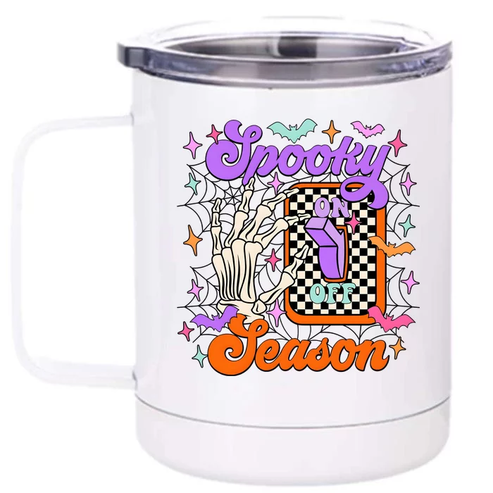 Spooky Season On Skeleton Hand Halloween Pumpkin Front & Back 12oz Stainless Steel Tumbler Cup