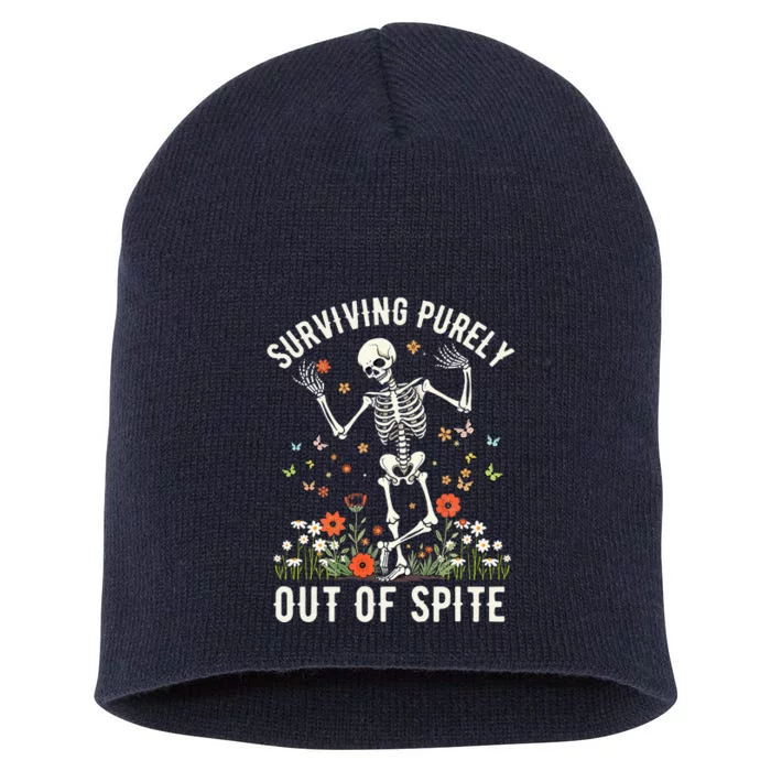 Skeleton Surviving Out Of Spite Alive Out Of Spite Short Acrylic Beanie