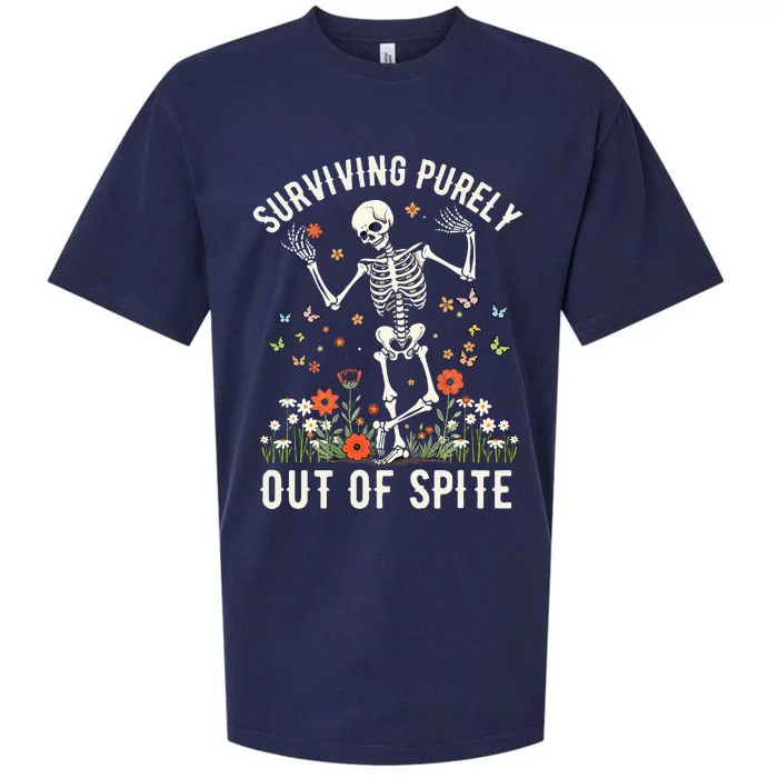 Skeleton Surviving Out Of Spite Alive Out Of Spite Sueded Cloud Jersey T-Shirt