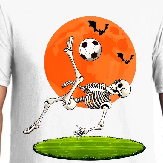 Soccer Skeleton Overhead Kick Soccer Player Halloween Moon Pajama Set