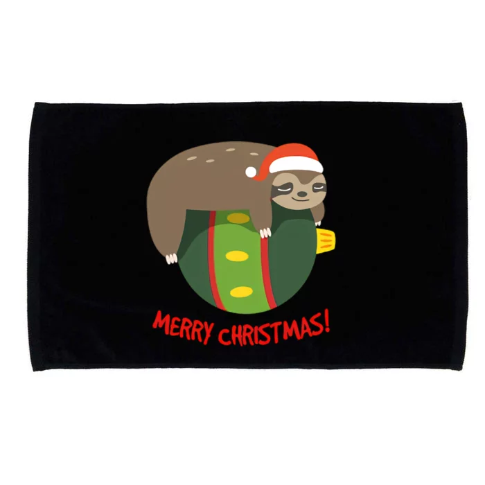 Sleeping Sloth On A Chrismtas Ball Microfiber Hand Towel