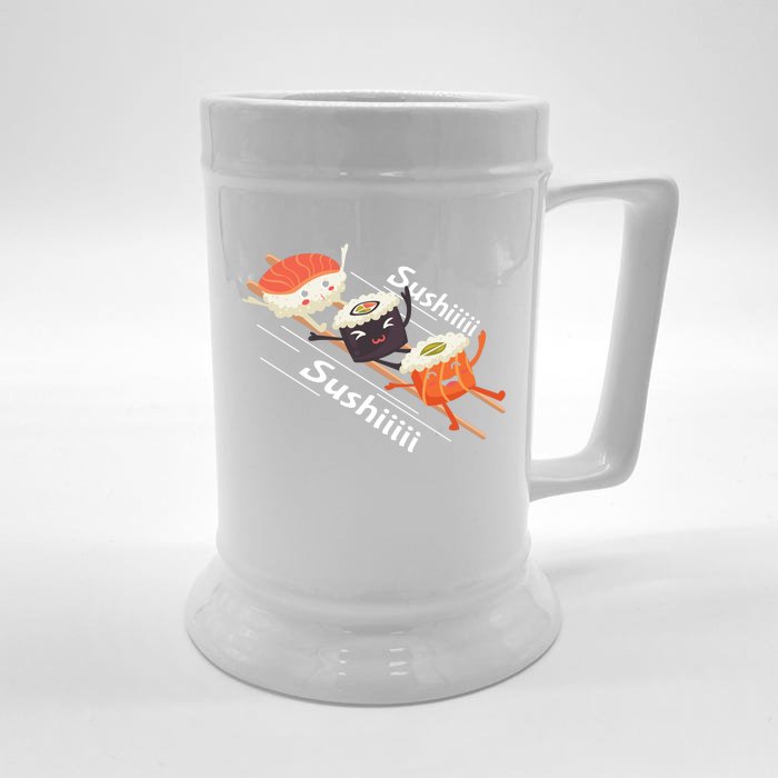 Sushi Sliding On Chopsticks Funny Graphic Plus Size Shirt For Girl Boy Unisex Front & Back Beer Stein