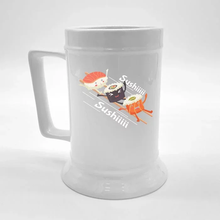 Sushi Sliding On Chopsticks Funny Graphic Plus Size Shirt For Girl Boy Unisex Front & Back Beer Stein