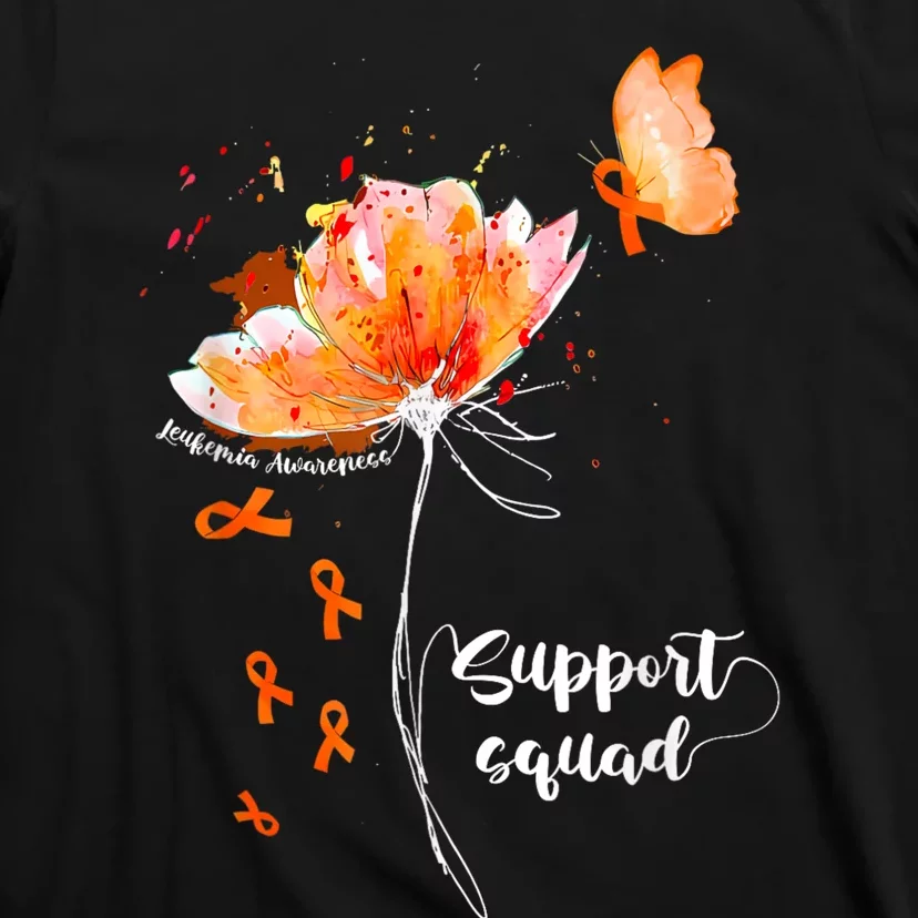 Support Squad Orange Ribbon Leukemia Blood Cancer Awareness T-Shirt