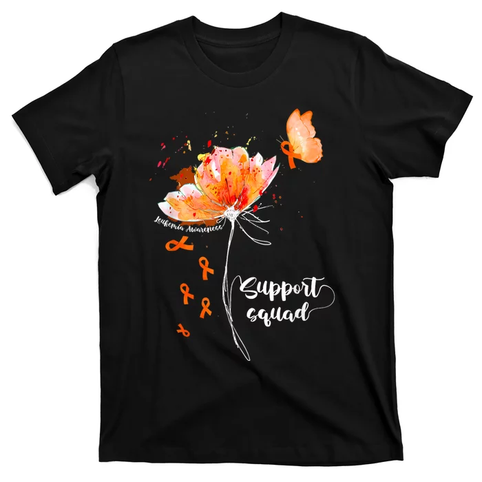 Support Squad Orange Ribbon Leukemia Blood Cancer Awareness T-Shirt