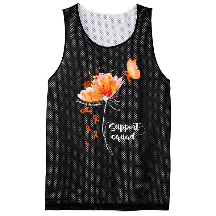 Support Squad Orange Ribbon Leukemia Blood Cancer Awareness Mesh Reversible Basketball Jersey Tank