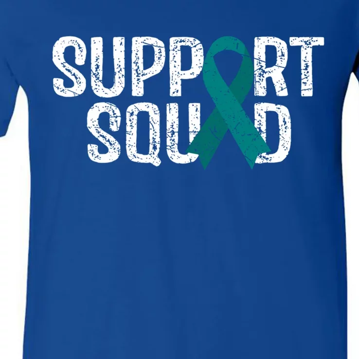 Support Squad Ovarian Cancer Awareness Gift V-Neck T-Shirt