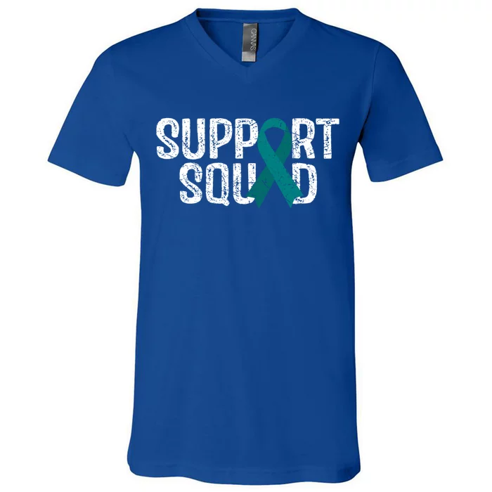 Support Squad Ovarian Cancer Awareness Gift V-Neck T-Shirt