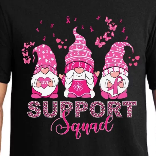 Support Squad Pink Ribbon Gnome Leopard Breast Cancer Funny Gift Funny Gift Pajama Set