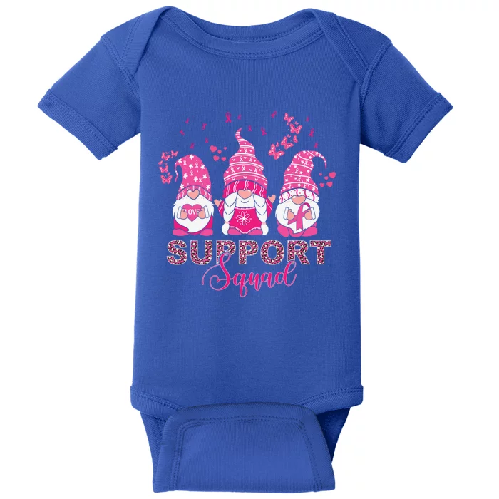 Support Squad Pink Ribbon Gnome Leopard Breast Cancer Funny Gift Funny Gift Baby Bodysuit