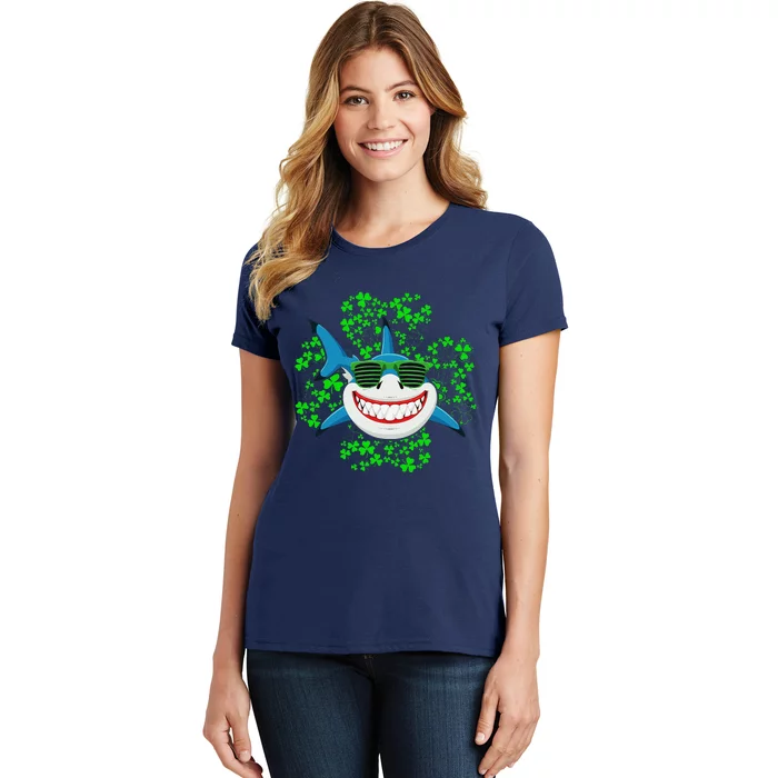 Shark St Patricks Day Shamrock Shark Wearing Green Glasses Women's T-Shirt