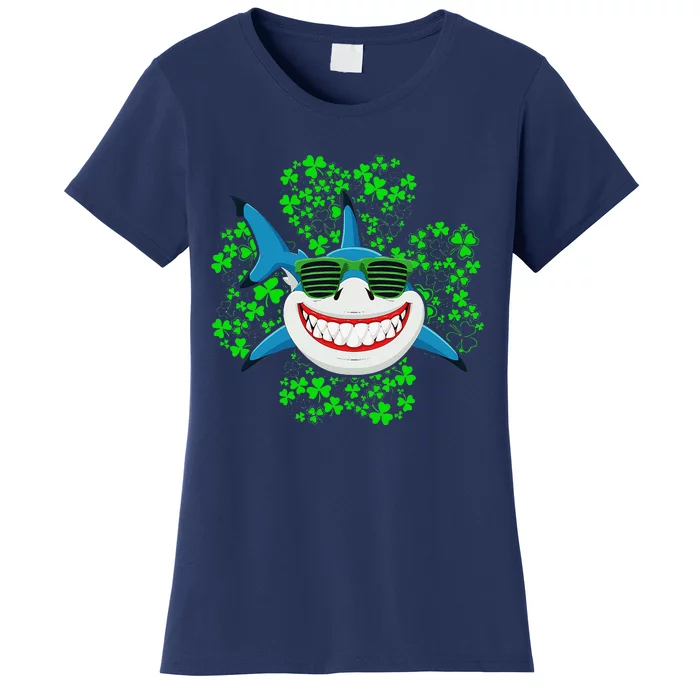 Shark St Patricks Day Shamrock Shark Wearing Green Glasses Women's T-Shirt