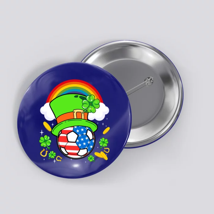 Soccer St Patricks Day Usa Flag Rainbow Shamrock Clover Gift Button