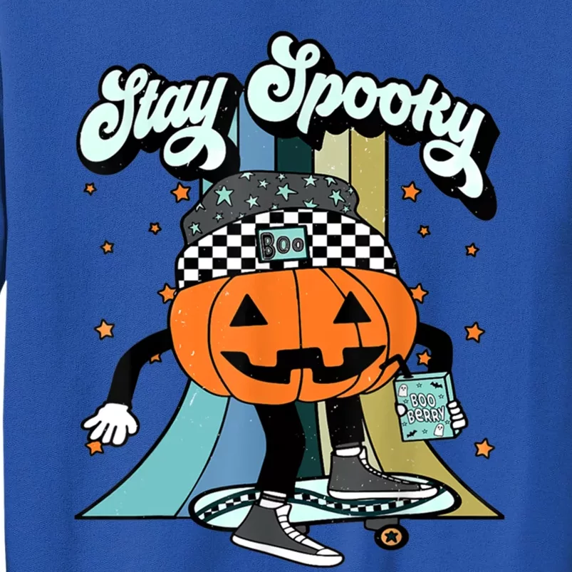 Stay Spooky Pumpkin Skateboard Funny Boy Halloween Gift Tall Sweatshirt