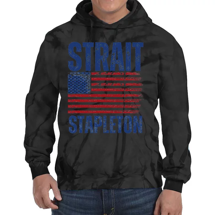 S.T.R.A.I.T S.T.A.P.L.E.T.O.N Patriotic American Flag Concert Tie Dye Hoodie