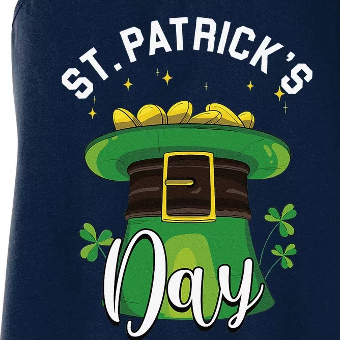 Saint St Patrick's Day Rainbow Elf Leprechaun Pot Of Gold Women's Racerback Tank