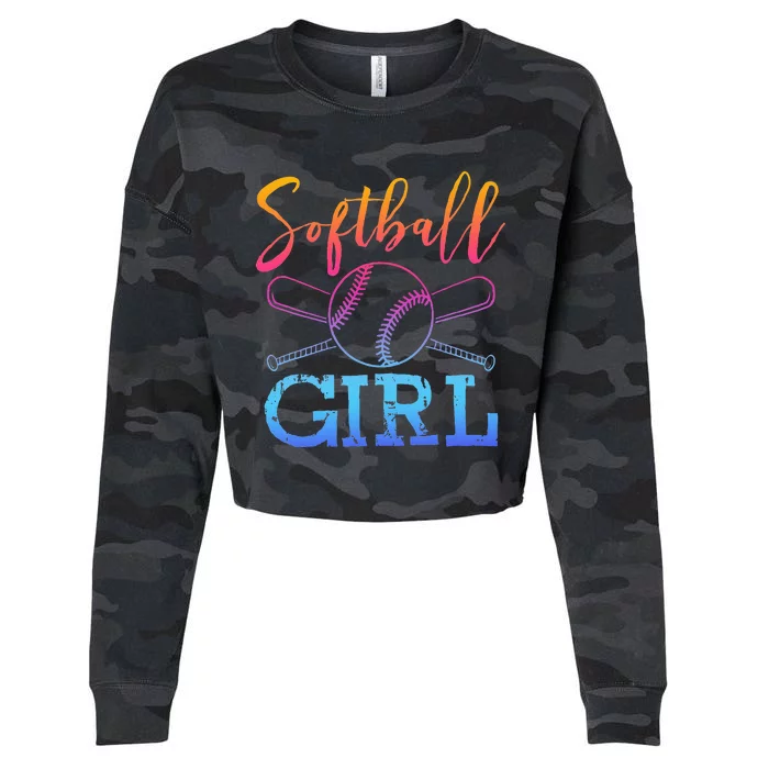 Softball Softball Player Softball Girl Cropped Pullover Crew