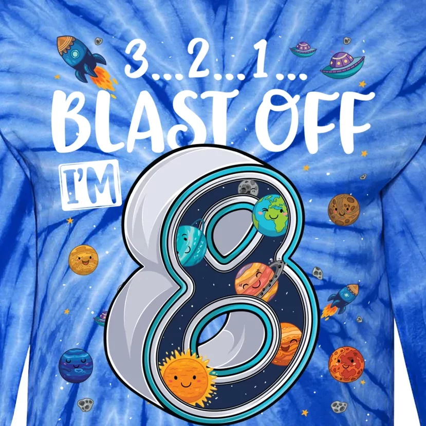 Solar System Planets Eight 8 Years Old 8th Birthday Gift Tie-Dye Long Sleeve Shirt