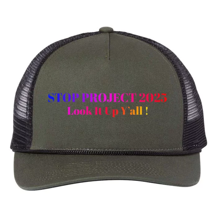 Stop Stop Project 2025 Look It Up Y’All Retro Rope Trucker Hat Cap