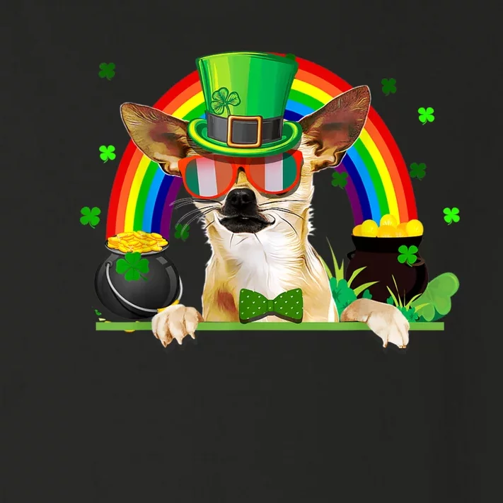 Shamrock St. Patrick's Day Chihuahua Leprechaun Hat Funny Toddler Long Sleeve Shirt