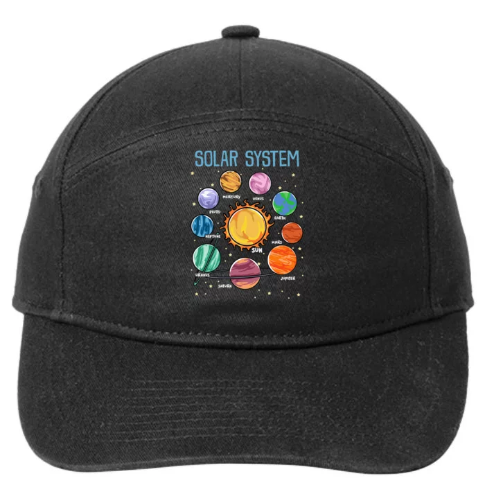 Solar System Planets Science Space STEM Kids 7-Panel Snapback Hat