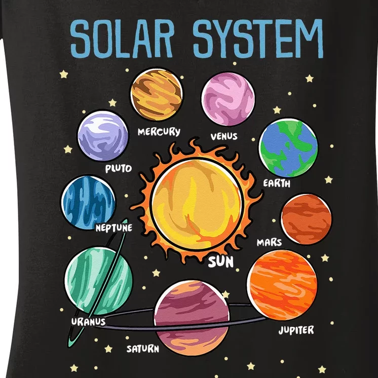 Solar System Planets Science Space STEM Kids Women's V-Neck T-Shirt