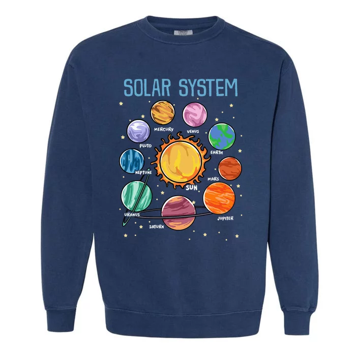 Solar System Planets Science Space STEM Kids Garment-Dyed Sweatshirt