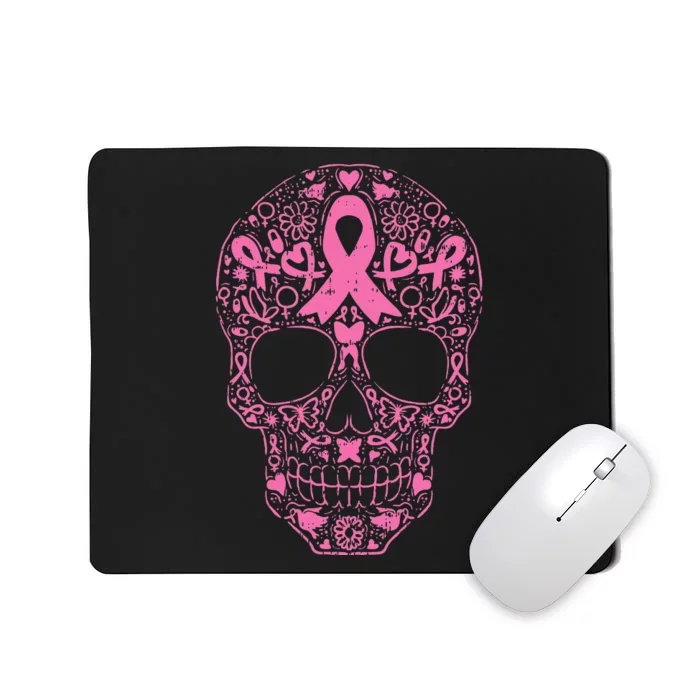 Sugar Skull Pink Ribbon Calavera Breast Cancer Awareness Mousepad